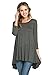 Frumos Womens 3/4 Sleeve Comfy Loose Fit Long Tunic Top Charcoal 2X-Large