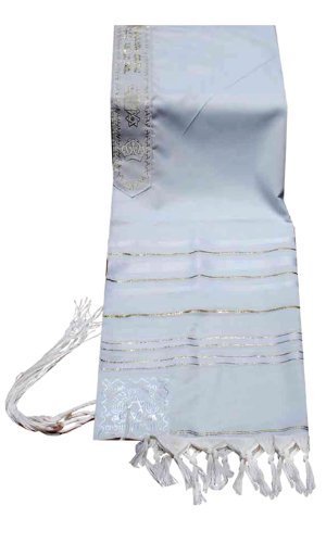 Acrylic Tallit (imitation Wool) Prayer Shawl in White and Gold Size 24" L X 72" W Acrylic Tallit (imitation Wool) Prayer Shawl in White and Gold Size 24" L X 72" W
