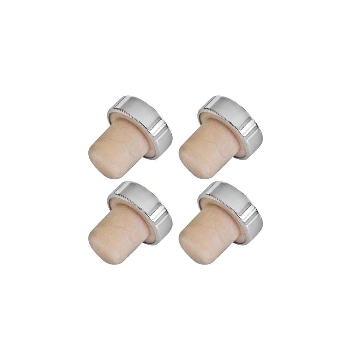 FMprofessional 4 Wine Bottle stoppers, Beige/Silver, ca. 3 cm — image 1