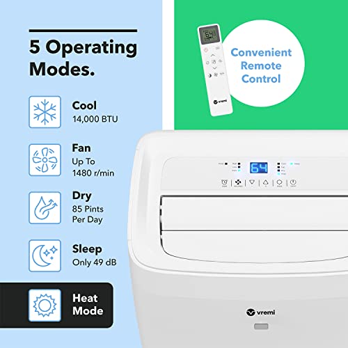 Vremi 10,400 BTU Portable Air Conditioner with Heat for Rooms up to