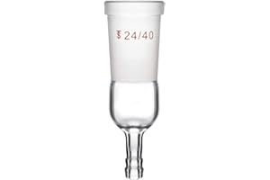 StonyLab Glass Straight Inlet Adapter with 24/40 Female Glass Joint Outer Joint and 8mm ID 12mm OD Hose Connection Lab Glassware