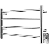 HEATGENE Towel Warmer 4 Bar Towel Dryer Wall-Mounted Plug-in Bath Towel Heater - Brushed