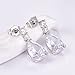 GULICX Silver Tone White CZ Clear Zircon Engagement Party Women Sparkle Dangle Earrings