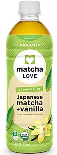 Matcha Love Organic Matcha and Green Tea, Vanilla, 15.9 Ounce (Pack of 12), Unsweetened, Zero Calories, No Sugar or Artificial Sweeteners, USDA Certified Organic, Caffeinated