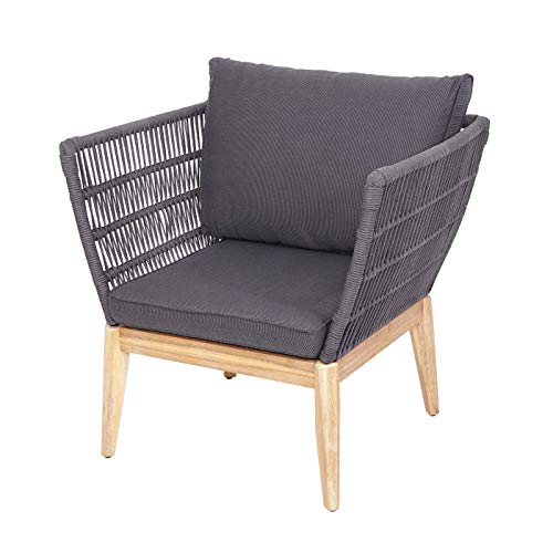 Mendler Gartengarnitur HWC-H55, Lounge-Set Sofa Sitzgruppe, Seilgeflecht Rope Holz Akazie Spun Poly MVG - Kissen dunkelgrau – Bild 6