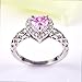 Psiroy 925 Sterling Silver Created Pink Topaz Filled Halo Heart Promise Ring