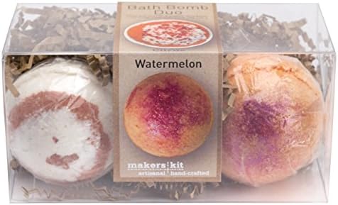 MakersKit Large All-Natural Bath Bomb Set made with real Shea Butter (Citrus and Watermelon 2-Pack)