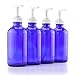 8oz Cobalt Blue Glass Boston Round Lotion Bottles with White Pump (4 Pack); Empty Refillable Bottles for Lotion, Liquid Soap, Body Wash Etc
