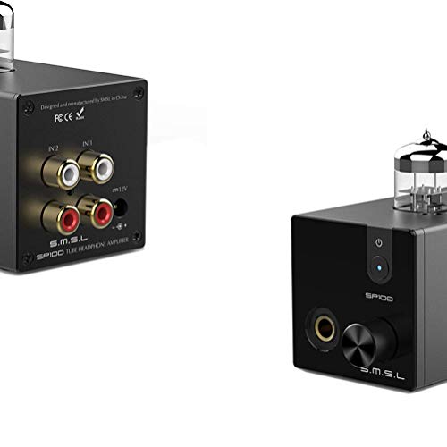 SMSL SP100 Tube Headphone Amplifier Desktop HiFi Amplifier 6N3 Tube for 6.35mm 3.5mm Headphones (Black)