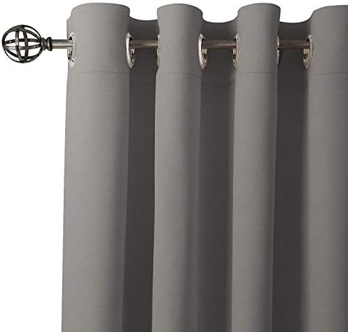 Encasa XO Grommet Long Door Curtain 9 ft, Solid Dyed Cotton Panama Fabric, Light-Filtering, Curtains for Kitchen, Bedroom, Living Room (137x275 cm), Grey, Set of 2