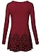 Lotusmile Womens Basic Floral Print Flow Top, Long Sleeve Round Neck A Line Sandy Fabric (Large, Wine)
