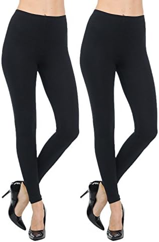 JNTOP Two Pack Cotton Leggings 2 Pack Black Large
