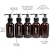 Bottiful Home - 3 oz. Refillable Amber Plastic Travel Bottles Set of 5 w Pumps - Gold Printed Shampoo, Conditioner, Body Wash, Lotion + Other - TSA-Compliant