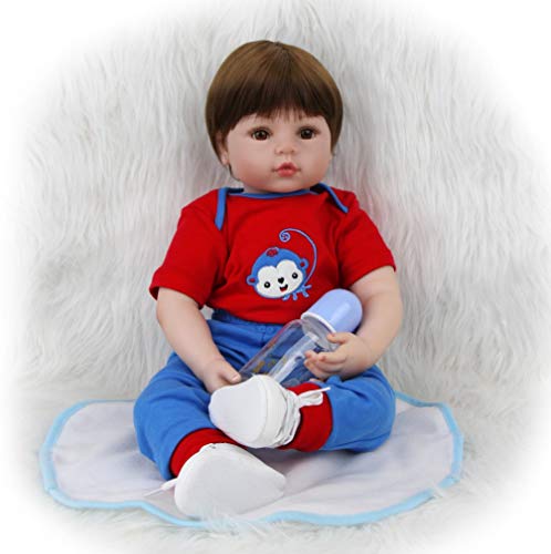 ZIYIUI 55 cm 22 Zoll Reborn Babypuppe Junge Realistische Reborn Baby Doll Boy Handgemacht Weichkörper Silikon öffnen… – Bild 4