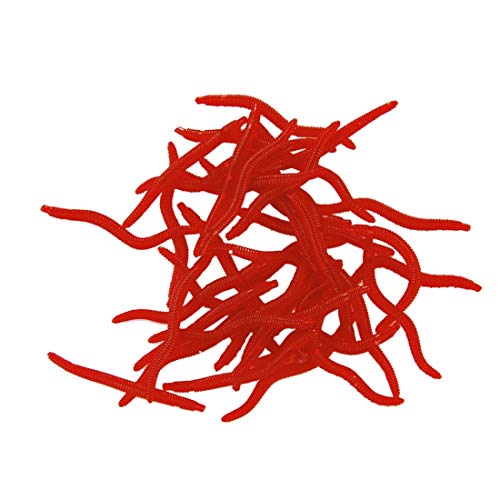 Watemallment Outdoor Sports Equipment Outdoor&Sports Fishing 100 PCS Artificial Earthworm Fishing Lures Soft Silicone Worms Fishing Bait(Dark Red) (Color : Red)