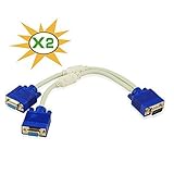 Fullink VGA Monitor Y Splitter 1 Foot -2 Pack