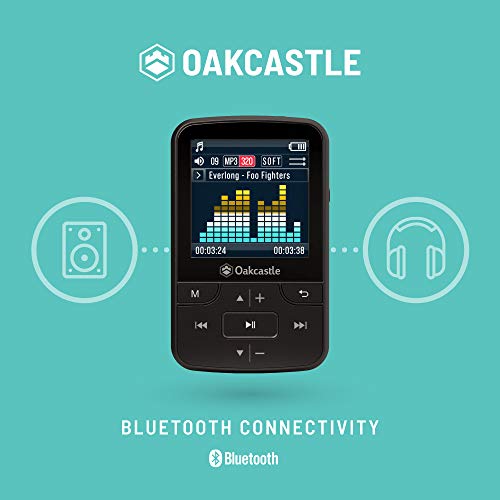 OAKCASTLE MP100 8GB Bluetooth MP3 Player | Portable Music Player & Headphone Connectivity | FM Radio & Micro SD Slot - Image 4