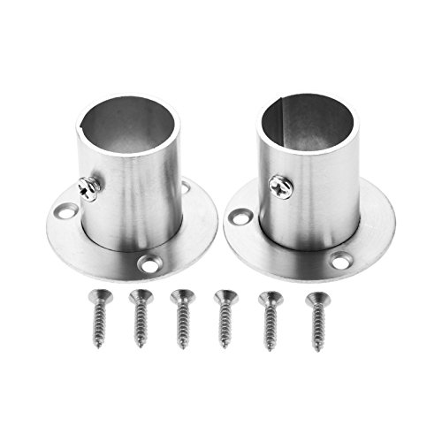 bowarepro 2Pcs Stainless Steel Hanging Rail Rod Pole Socket End Support Bracket with Screws for 25mm/0.98'' Dia Tube