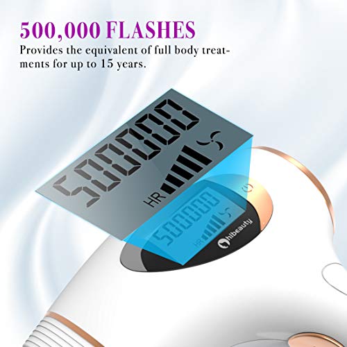 Hibeauty Permanent Hair Removal System for Women & Men, 500,000 Flashes IPL Permanent Hair Removal & Upgrade Ice Compress, Home Use, Whole Body Home Use (TR-002) (Gold)