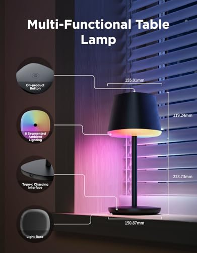 Govee Table Lamp Classic RGBICWW, Smart Cordless Lamp Work with Matter, Alexa and Google Assistant, with 72+ Scene Modes, 500Lm, 2700-6500K, Nightstand Lamp for Living Room, Bedrooom and Office