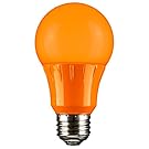 Sunlite 80147 Orange LED A19 3 Watt Medium Base 120 Volt UL Listed LED Light Bulb, last 25,000 Hours