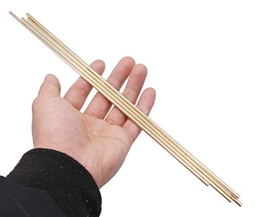 PGCOKO 4Pcs Solid Round Brass Rod Lathe Bar Stock Kit for DIY Craft Tool, 1/8 inch in Diameter 12 inch in Length
