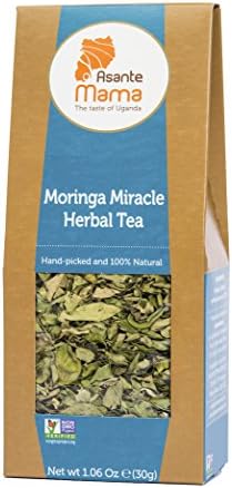 Asante Mama Premium Non-Gmo Moringa Oleifera Miracle, Drumstick Tree Herbal Tea, Detoxing, Healthy And Energy Booster (92 Health Benefits / 46 Antioxidants)
