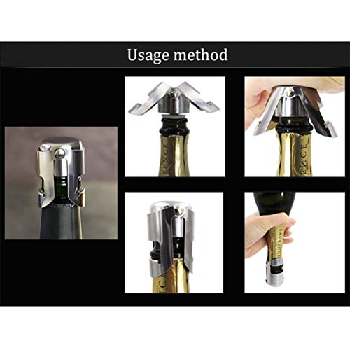 4 Pieces Champagne Stopper, Stainless Steel Vacuum Sealed Wine