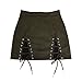 Meyeeka Women's Vintage Lace Up High Waist Bodycon Faux Suede Mini Skirt Green S