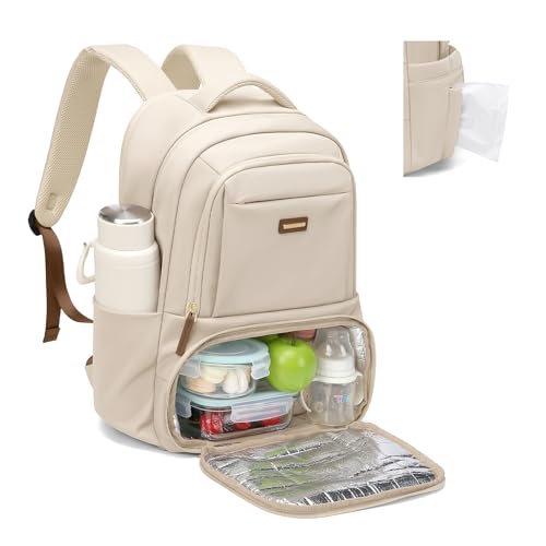 GOLF SUPAGS Insulated Backpack, 16 Inch Computer Backpack, Lunch Backpack with Insulated Compartment, for Camping, Travel, College Work (Abricot)