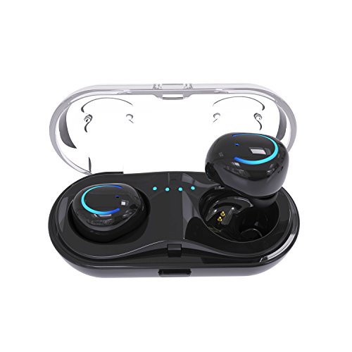 Greatlizard Wireless Bluetooth Earbuds Mini Car Sports Headphones Hours  Talking Time Stereo Sound Headset with Charging Box One Pair (Black)