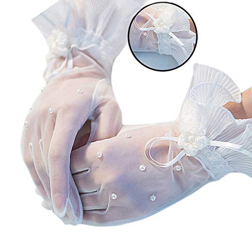 Elegant Satin Lace Gloves Bridal Gloves for Bride Flower Girls Women Wedding Prom Party
