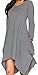 WearLove Women Asymmetrical Loose Long Sleeve Pockets Tunic Shirt Dress Grey 2XL