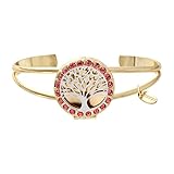 SENFAI Fashion Bijoux Openable Engrave Tree Tag Round Box Locket Bangles Essential Oil Aromatherapy Diffuser Cuff Bangle Bracelet for Women