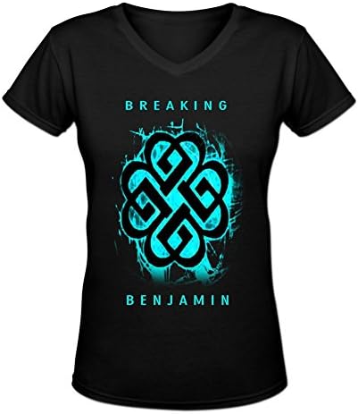 Hartens Breaking Benjamin Celtic Knot T Shirts Women's V Neck Long Sleeve L Black