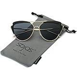 SojoS High Fashion Metal Frame Flash Mirrored Cateye Womens Sunglasses SJ1061