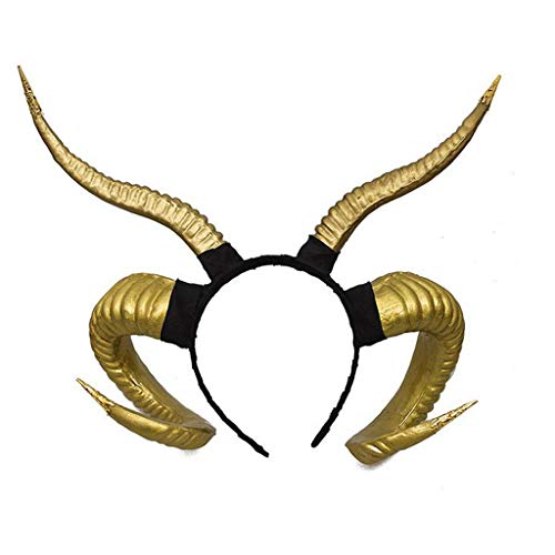 MIS1950s Adjustable Cow Horns Headband Halloween Cosplay Prom Headdress Hair Accessories (Gold)
