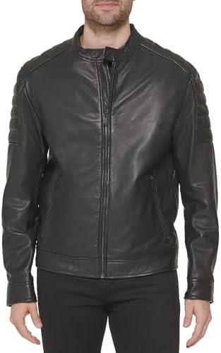 Cole Haan Signature Men's Zip Front Faux Leather Moto Jacket