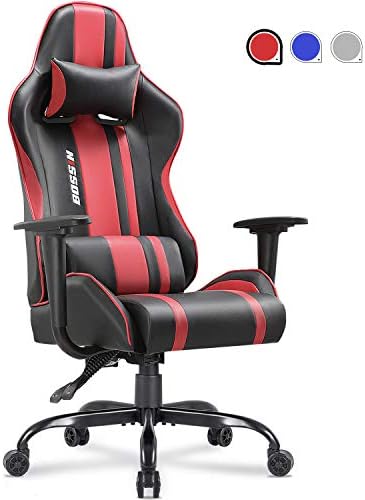 Gaming Chair Racing Style Office Chair Adjustable Height Chair Ergonomics High-Back Chair PU Leather Gaming Chair Swivel PC Computer Chair with Headrest and Lumbar Support(Red)