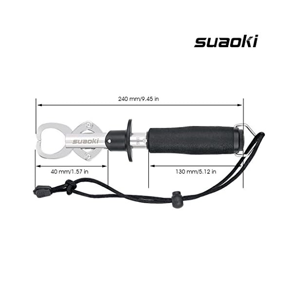 Suaoki-Stainless-Steel-Fish-Lip-Gripper-Grabber-Grip-Two-sided-Trigger-Tool-Fish-Holder-with-Scale-Max-33-lbs-15kg-EVA-Foam-Handle-Adjustable-lanyard