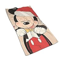 AEPWQDQW Microfiber Bath Towel Mickey Mouse with Christmas Hat Soft Hand Towels, Pool Towels and Gym Towels