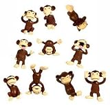 Monkey Figures - 10 Tiny Plastic Monkey Figures - Party Favors