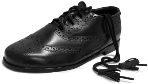 Thistle Boys Scottish Leather Ghillie Brogue Kilt Shoes Black