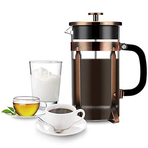 French Coffee Press Maker, Famirosa Glass French Press Kit Machine (8 Cup, 1 liter, 34 Oz) for Coffee Tea Camping Office - Thumbnail 2