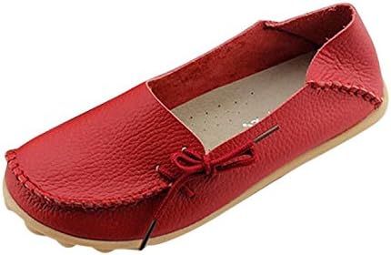 FAYALE Women Leather Lace-Up Loafer Hand made Flats Pumps (9B(M) US , Red)