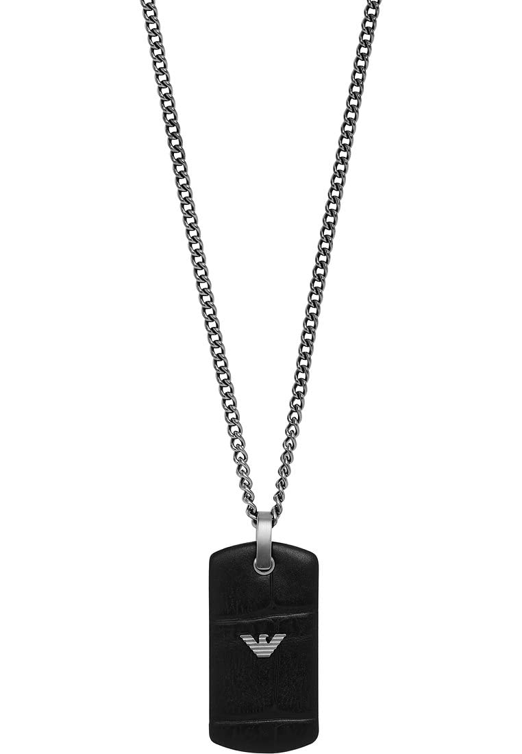 Emporio Armani Necklace for Men Essential, L 525mm x W 18.7mm x H 3.5mm Gunmetal Stainless Steel Necklace, EGS2781060