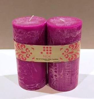 Vivre Royale 2 PK Scented Pillar Candles – No-Drip Decorative Wax Candles. Gentle Fragrance for a Calm, Relaxing &amp; Romantic Atmosphere. Excellent Gift Idea! (Pink With Mixed Berry Scent).