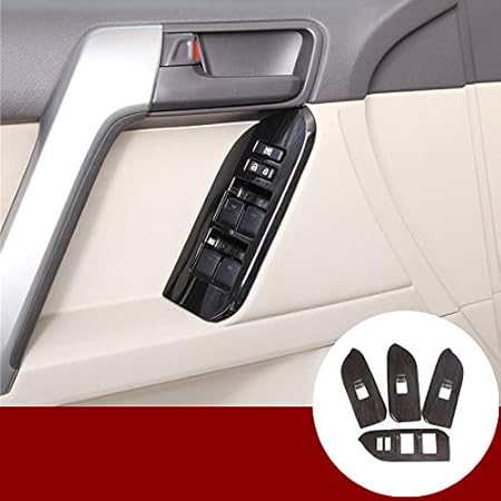 Amazon Hotrimworld Abs 木目調 車 ドア ウィンドウ リフト スイッチ ボタン フレーム トリムカバー 4個 トヨタ プラド Fj150 10 19用 内装パーツ 車 バイク