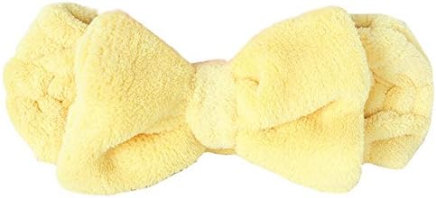 Adela Women Girl Wide Band Make-up Wash Face Hair Wrap Soft Cute Shower Elastic Headband,Yellow