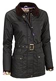 VEDONEIRE Womens Wax Jacket (5050) BLACK with belt waxed cotton ladies (XL (fits up to 41 inch chest))